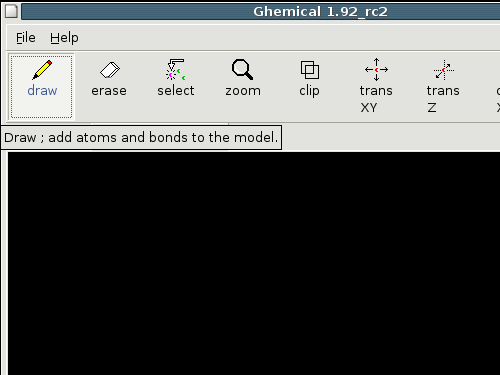 Screenshot of selecting the draw mouse tool in ghemical.