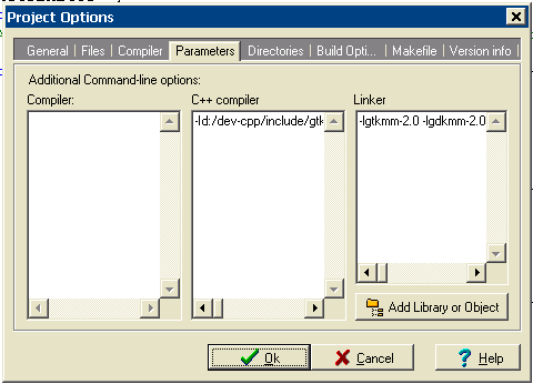 Dev-C++ Project Options