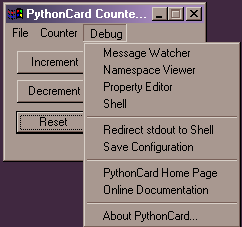 Debug menu in running application