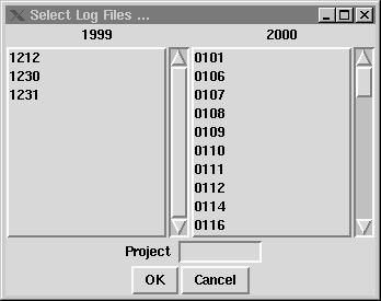 Log selection window