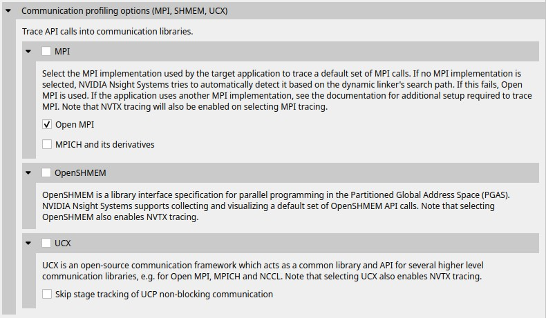Communication library selection screen