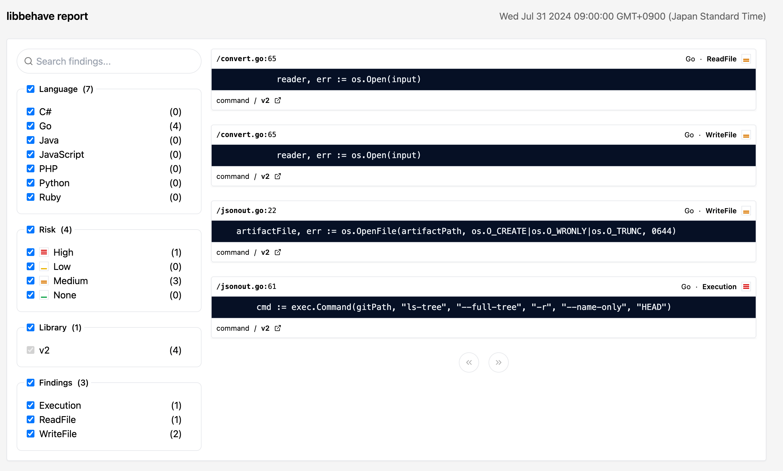 HTML Artifact Summary output