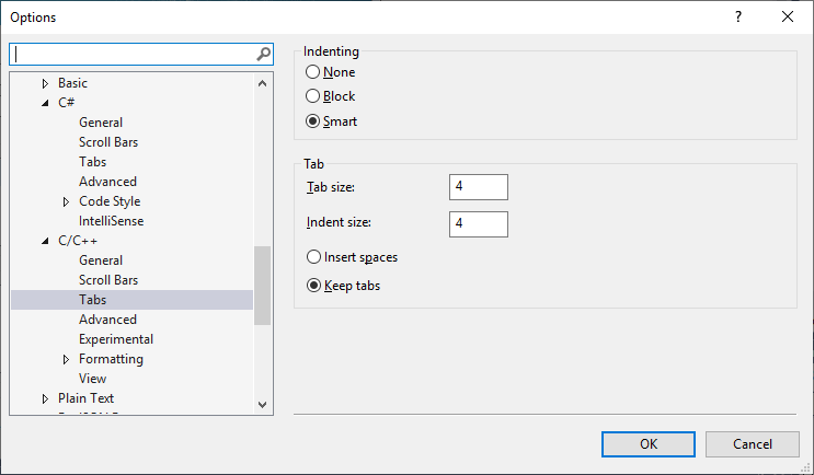 Visual Studio Tabs